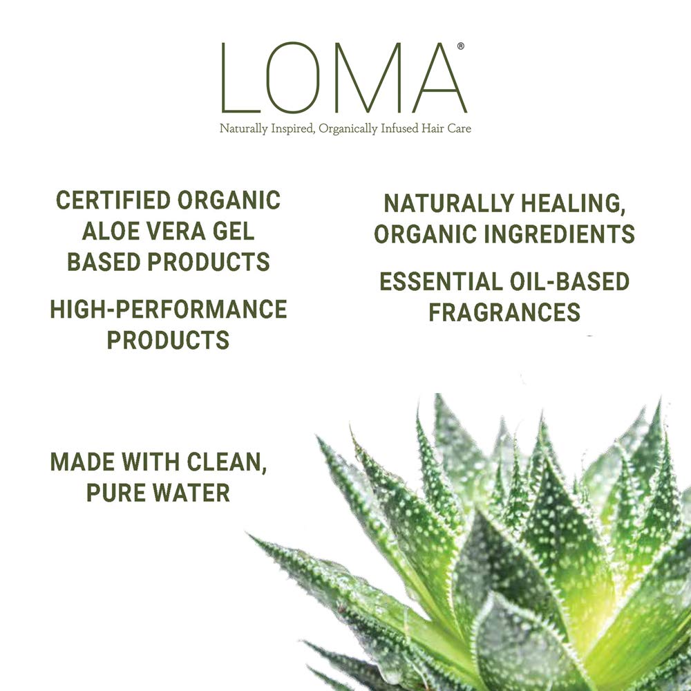 Close-up of shiny hair after using LOMA products.