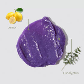 Loma Violet Conditioner label closeup emphasizes lemon-eucalyptus aroma and gluten-free formula