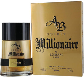 Lomani Ab Spirit Millionaire Gold bottle front view highlighting premium packaging.