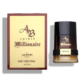 Lomani AB Spirit Millionaire Oud bottle on display for formal evenings.