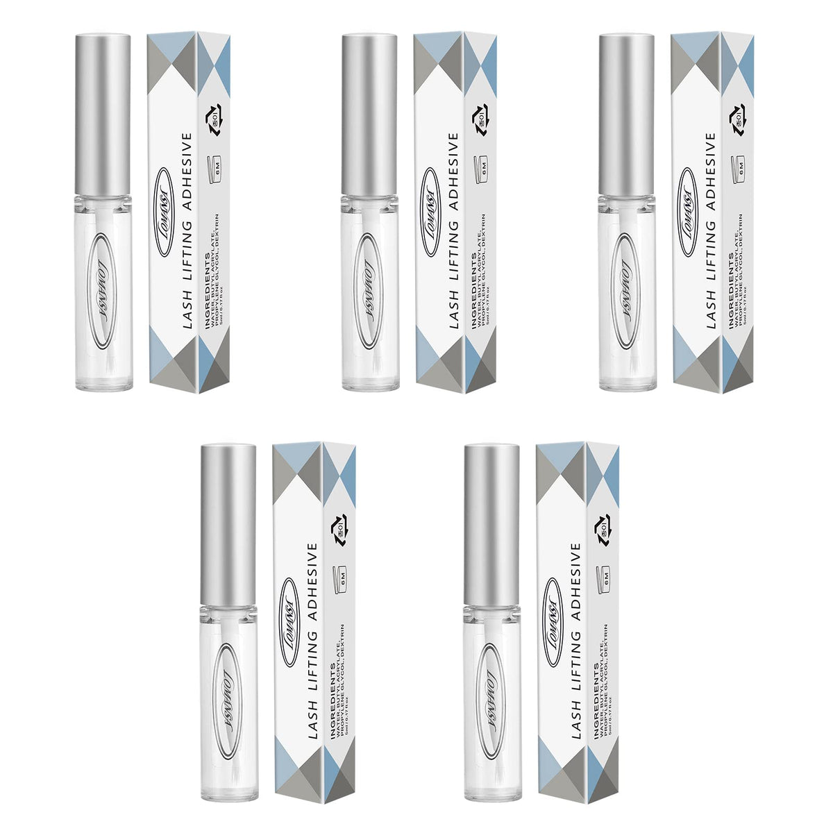 Lomansa lash lift glue adhesive 5pcs secures lashes for precise lift.