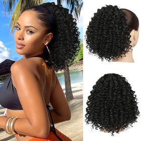 Lommel drawstring ponytail 10 inch securing a natural curl look for daily wear.