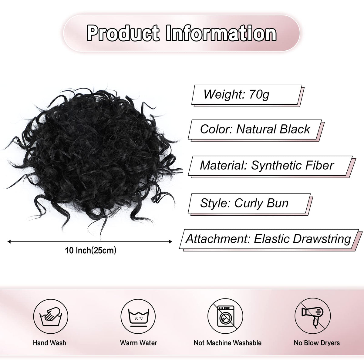 Lommel Elastic drawstring bun offers easy wear and secure fit.
