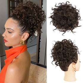Lommel Messy Bun Hair Piece on model adds natural volume for daily styling.