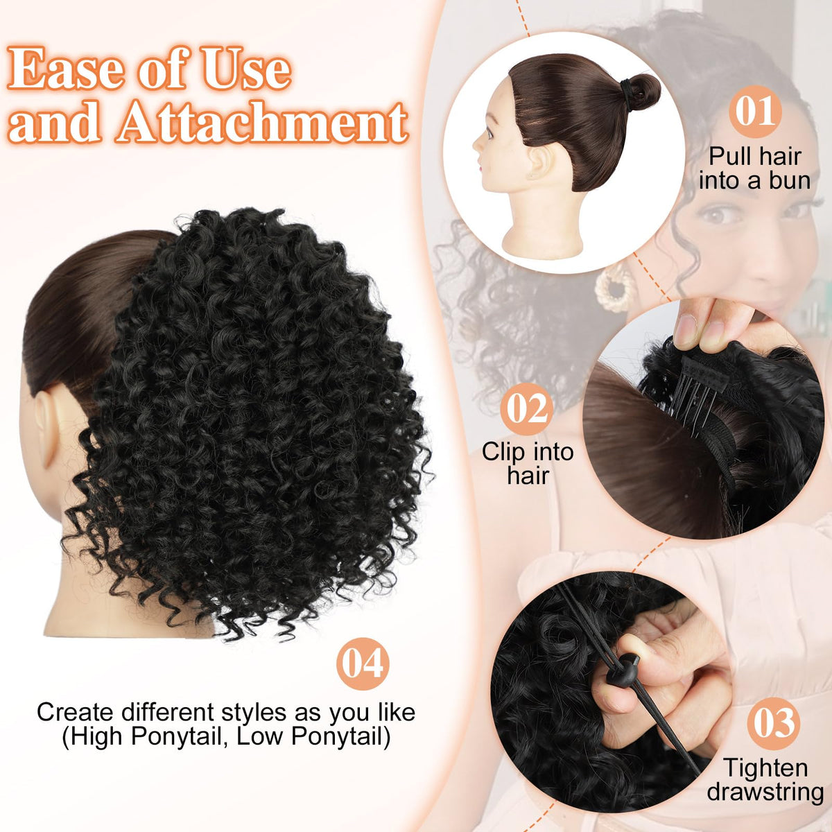 Lommel washable curly ponytail demonstrated for warm-water care.
