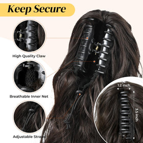 Lonai claw-clip ponytail extension holds securely without tugging.