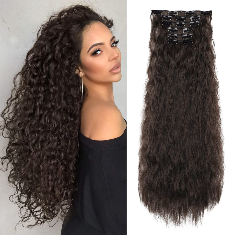 LONAI clip-in extensions add 24-inch mermaid waves for enhanced length.