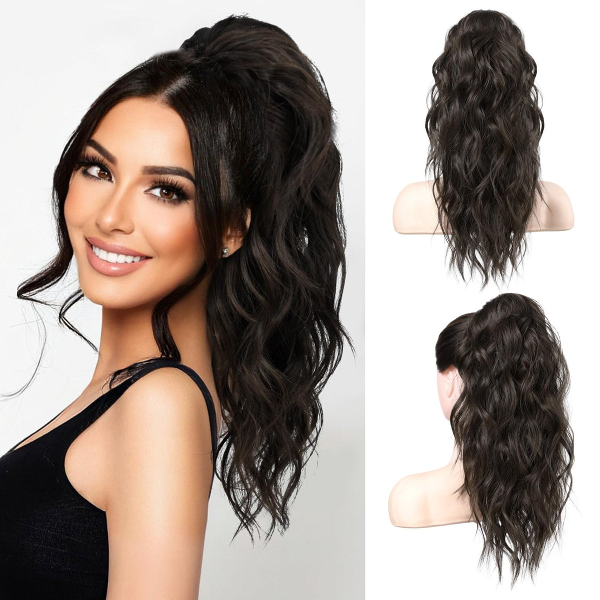 LONAI ponytail extension clip closeup for secure, quick styling.
