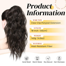 LONAI ponytail extension wavy 18in on model with natural movement.