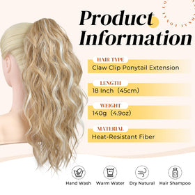 LONAI 18-inch wavy ponytail showing natural texture and shine