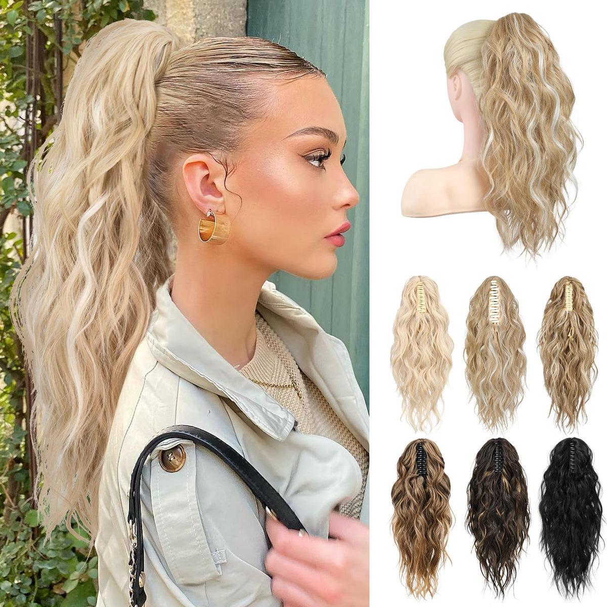 LONAI ponytail extension close-up clip for quick, secure attachment