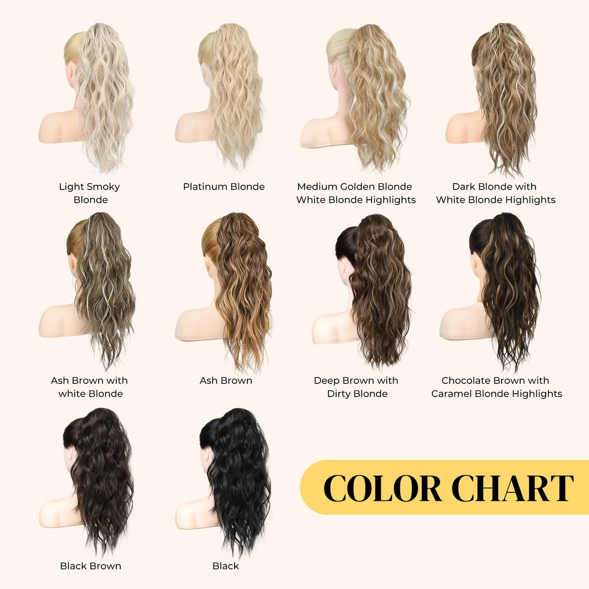 Lonai soft, natural-looking 18-inch ponytail adds body and movement.