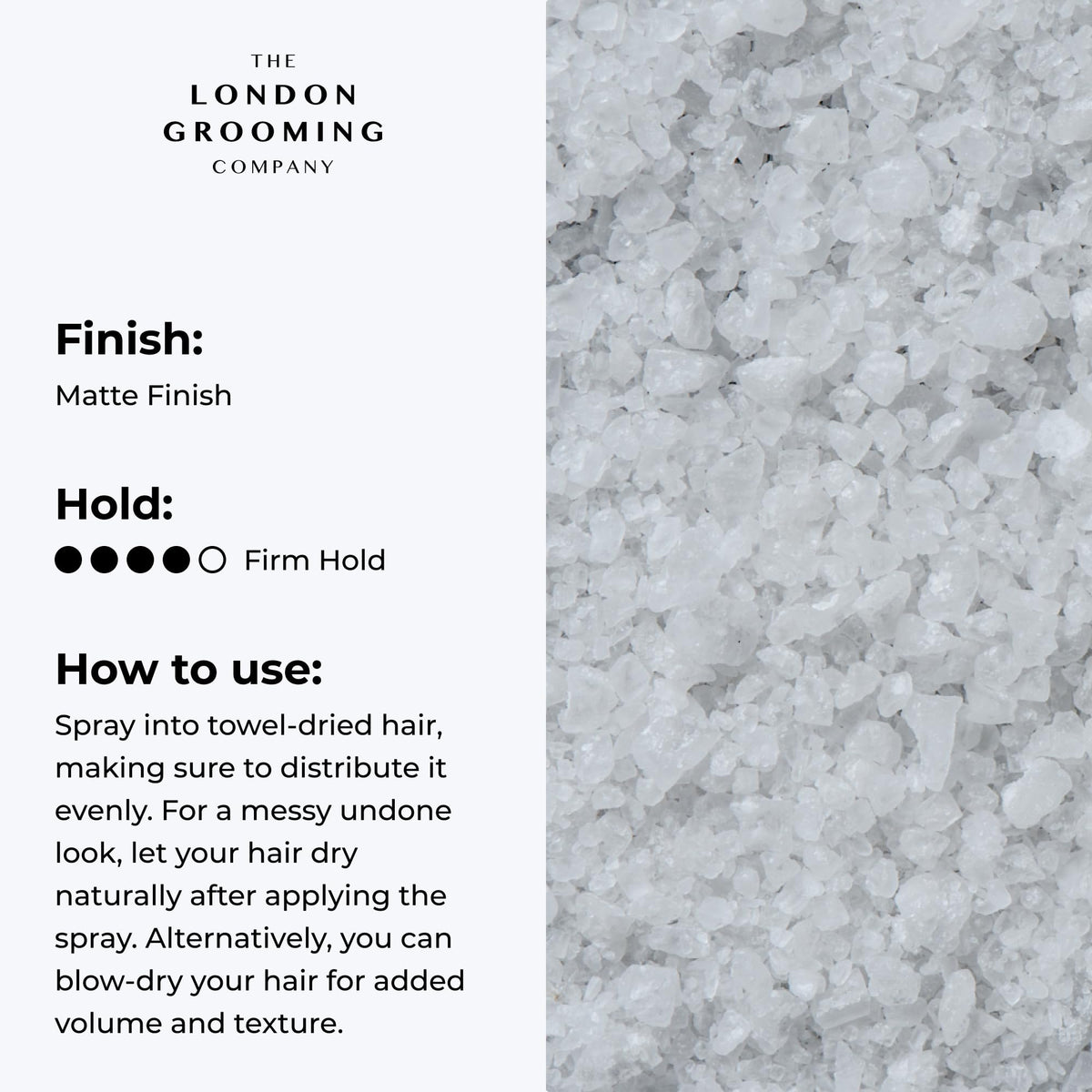 London Grooming Sea Salt Spray adds volume for textured looks.