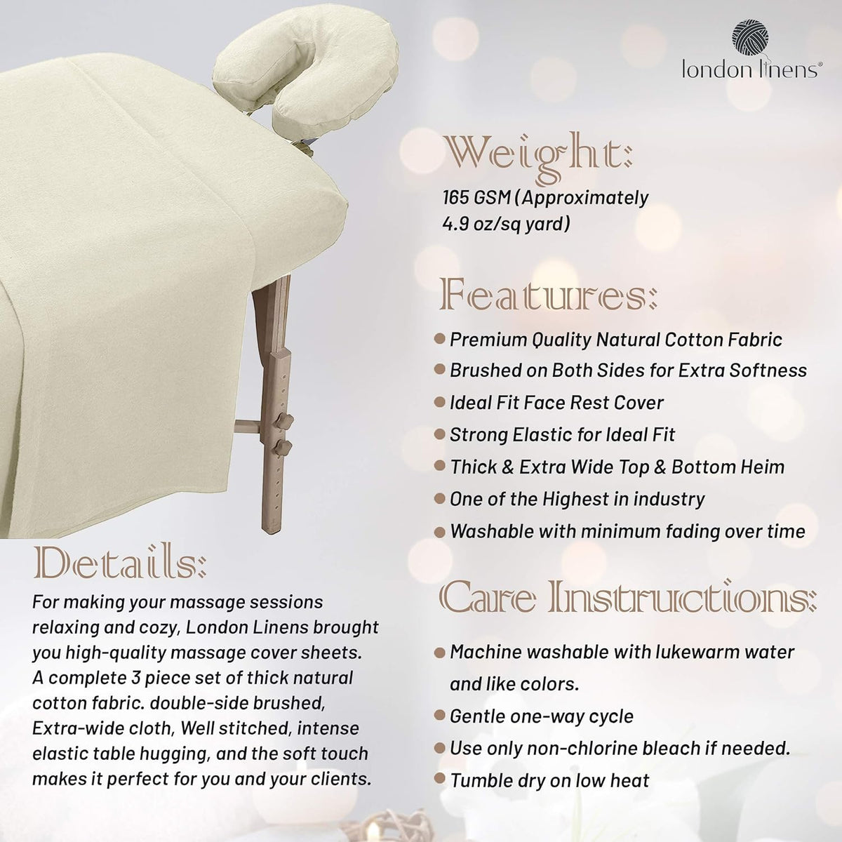 LONDON LINENS brushed on both sides fabric delivers plush softness