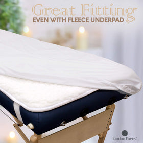 London Linens face rest cover close-up showing snug fit and clean white fabric