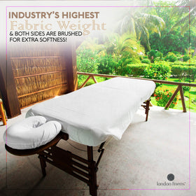 London Linens fitted sheet on a massage table with secure elastic for perfect fit