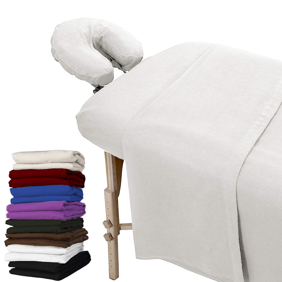 London Linens extra-thick flat sheet in white for a soft, natural massage session