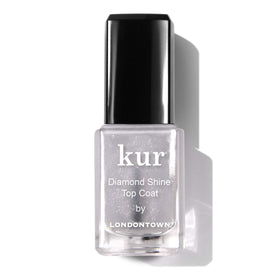 LONDONTOWN Diamond Shine Top Coat bottle with iridescent shimmer for lasting color.