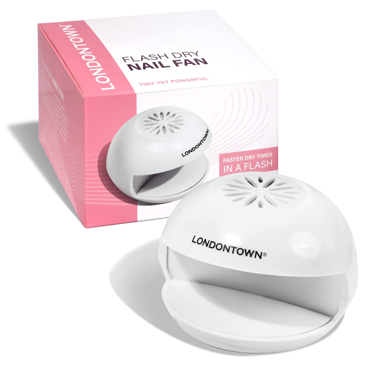 LONDONTOWN Flash Dry Nail Fan with compact profile for on-the-go quick drying.