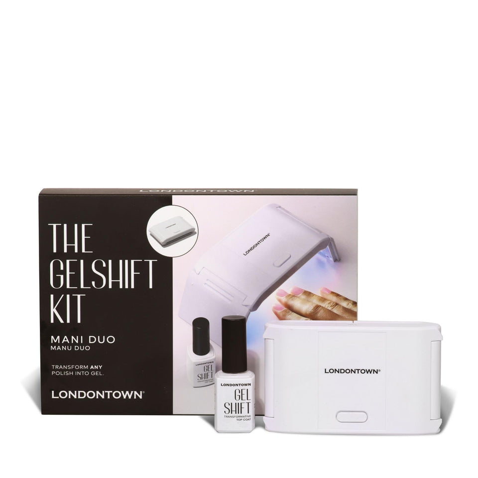 LONDONTOWN GelShift top coat over dry polish for gel-look shine.