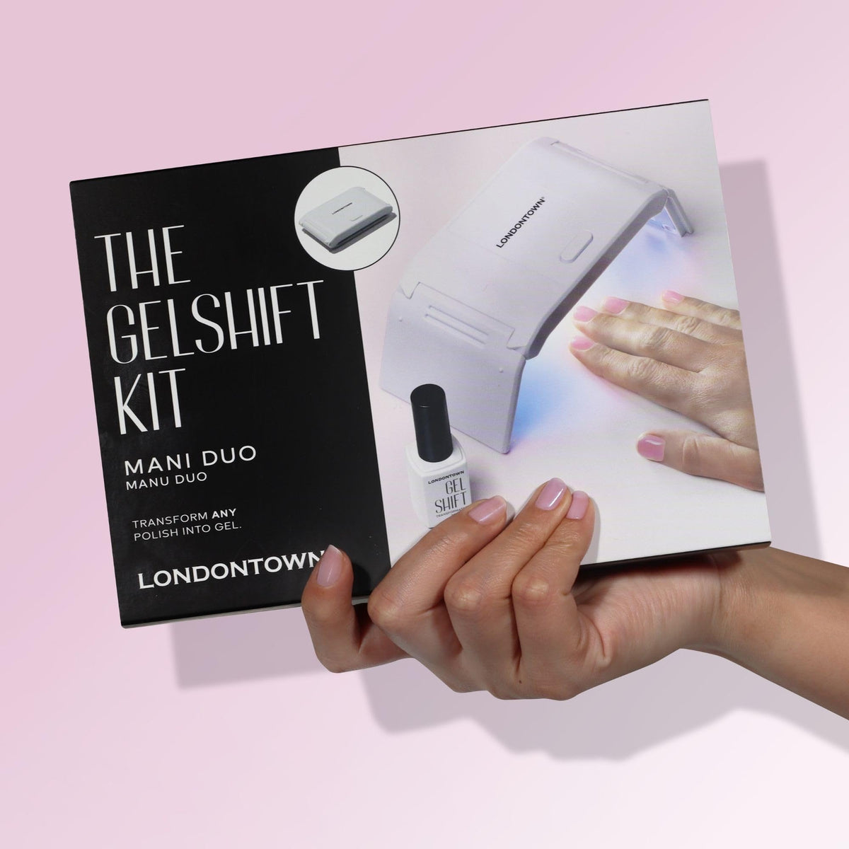 LONDONTOWN GelShift kit with top coat and foldable lamp.