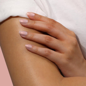 LONDONTOWN Kur Bubble Nail Concealer swatch showing luminous finish on nail