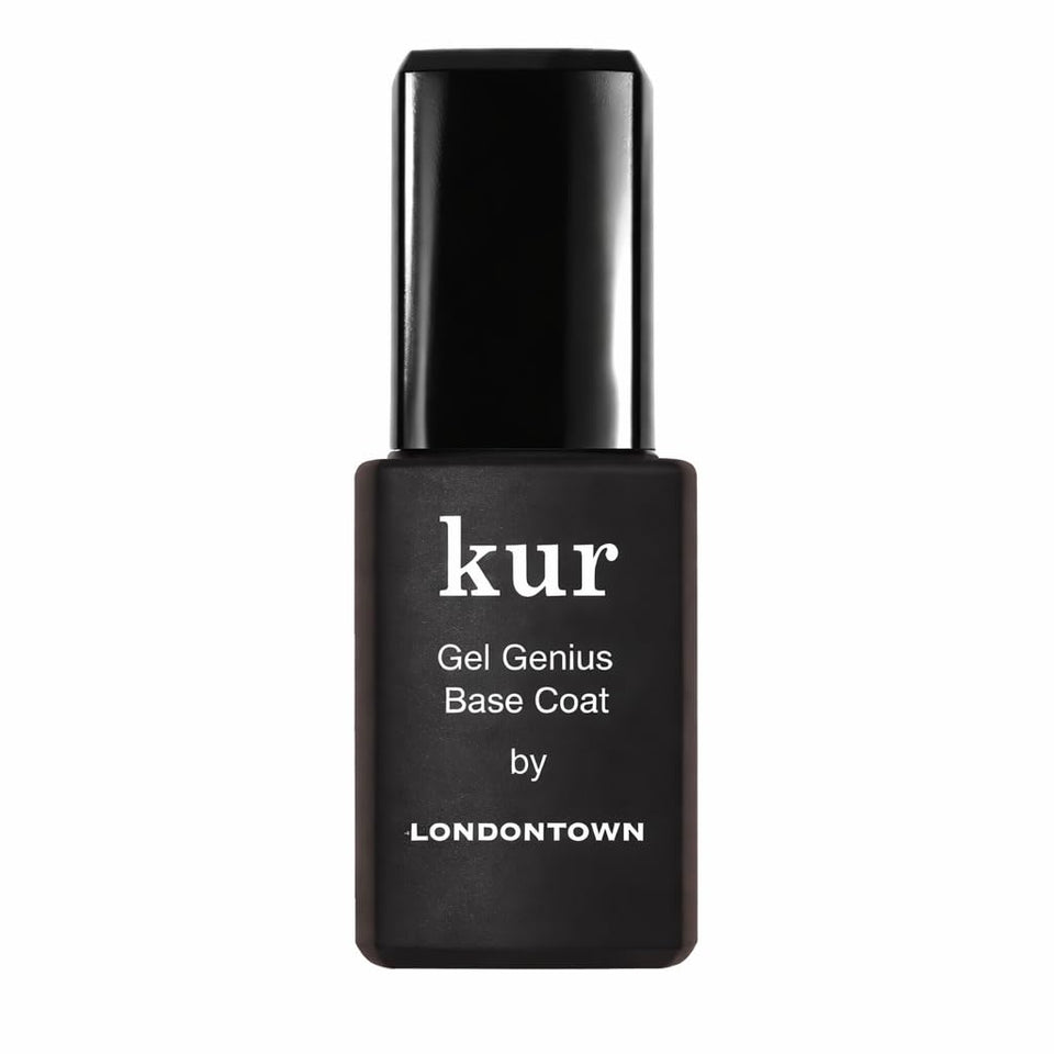 LONDONTOWN Kur Gel Genius base coat bottle ready to prime nails for lasting manicures.
