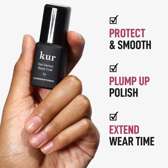 LONDONTOWN Kur Gel Genius base coat brush stroke demonstrates quick-dry action.
