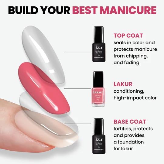 LONDONTOWN Kur Gel Genius base coat on nails ready for subsequent gel layers.