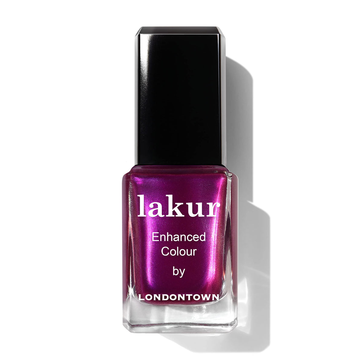 LONDONTOWN Lakur bottle front showing gel-like shine for salon-worthy nails.