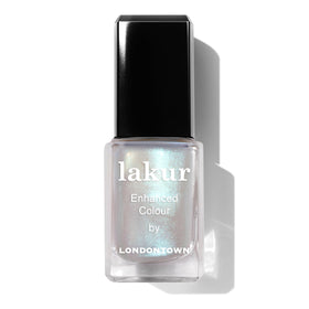 LONDONTOWN Lakur Chrome Glaze Moonstone Topper bottle shows instant metallic shine.