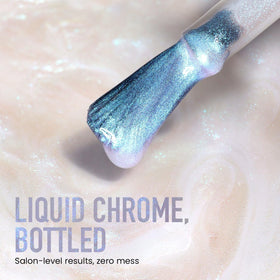 LONDONTOWN Lakur Chrome Glaze swatch on nails revealing shimmering color.