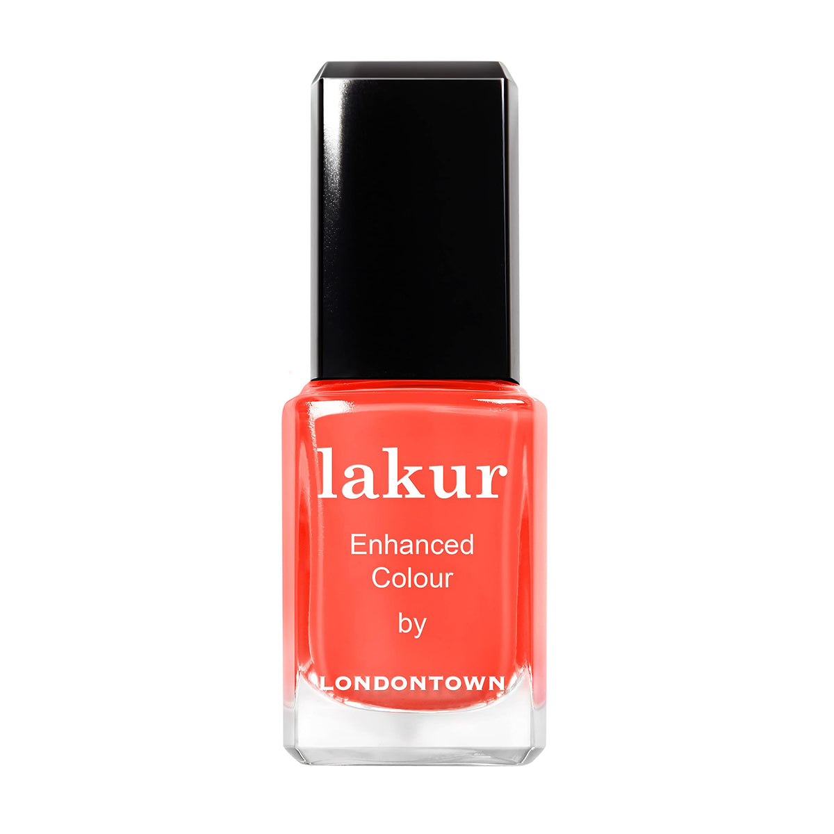LONDONTOWN lakur Flashback bottle shows vibrant Sunset Orange shade for lasting color.