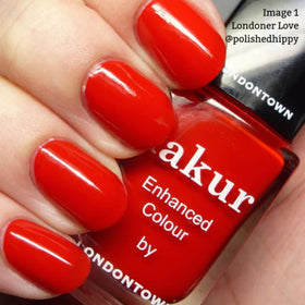 LONDONTOWN Lakur polish close-up shows bold color and long wear.