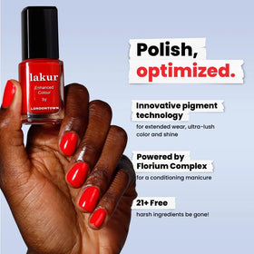 LONDONTOWN Lakur Florium botanicals hint at nourishing nail formula.