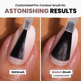 Step-by-step application shows base coat, Lakur color, then top coat.