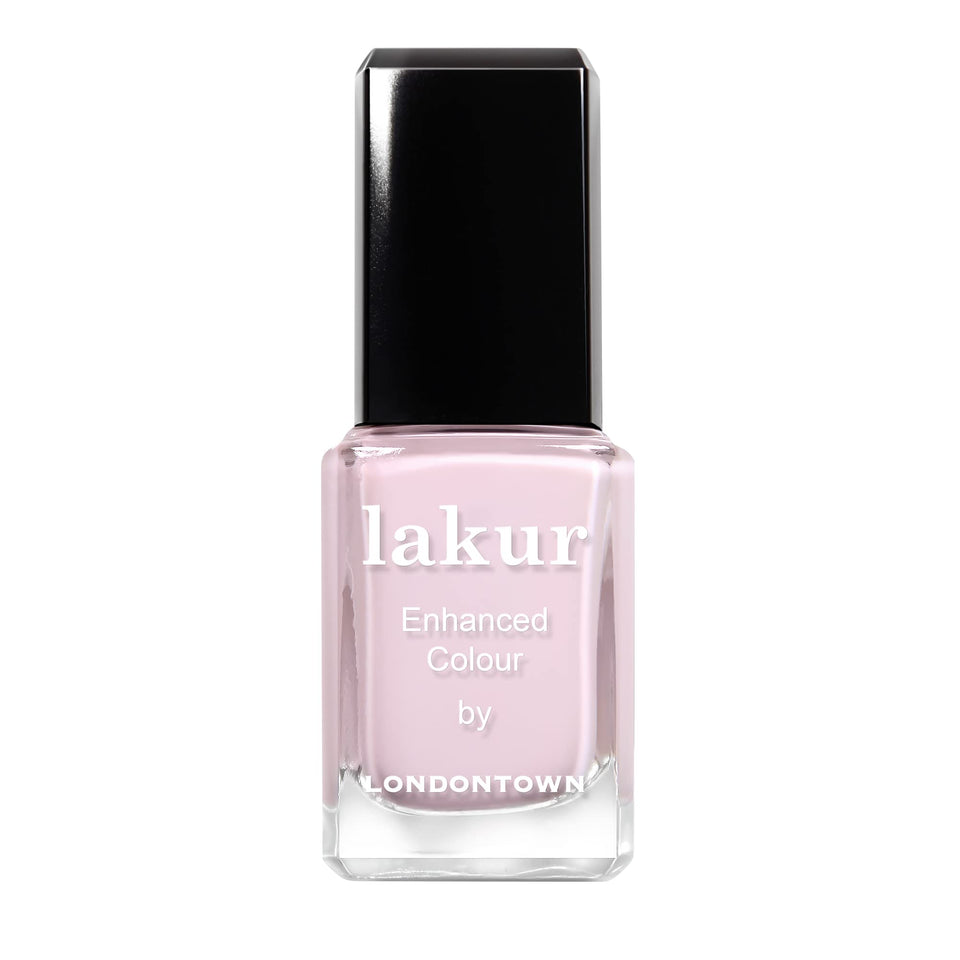 LONDONTOWN Lakur pink bottle close-up showing glossy, long-wear color for versatile nails