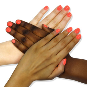 LONDONTOWN lakur nails on hand display glossy gel-like finish.