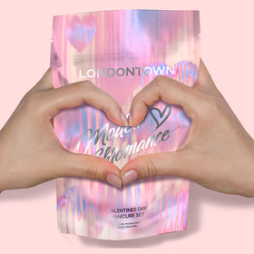 LONDONTOWN Complete manicure with sheer pink, chrome, and glass file benefits.