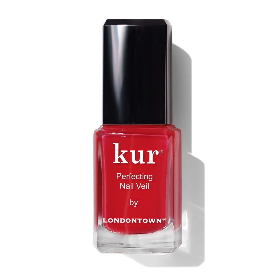 LONDONTOWN Nail Veil bottle showing sheer tint that hydrates nails.