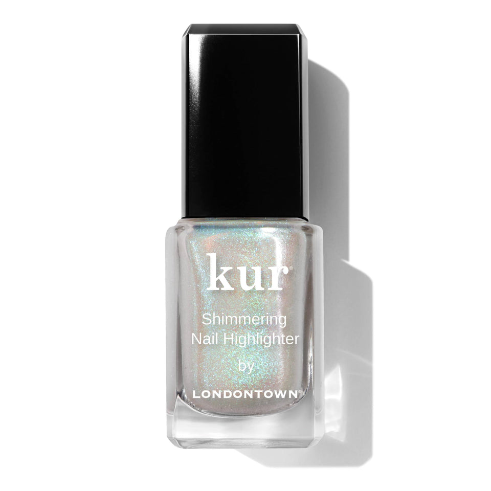 LONDONTOWN Shimmer Nail Highlighter bottle shows iridescent opal glow for radiant nails