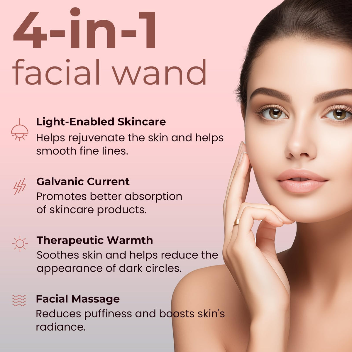 Londxin 4-in-1 light-therapy-wand hand-held use for targeted facial care.