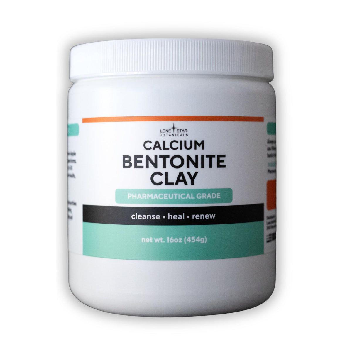Lone Star Botanicals Calcium Bentonite Clay powder jar for purifying pores.