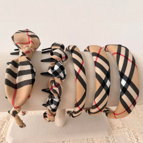 LONEEDY plaid padded headband 5pc set for versatile styling and all-day comfort.