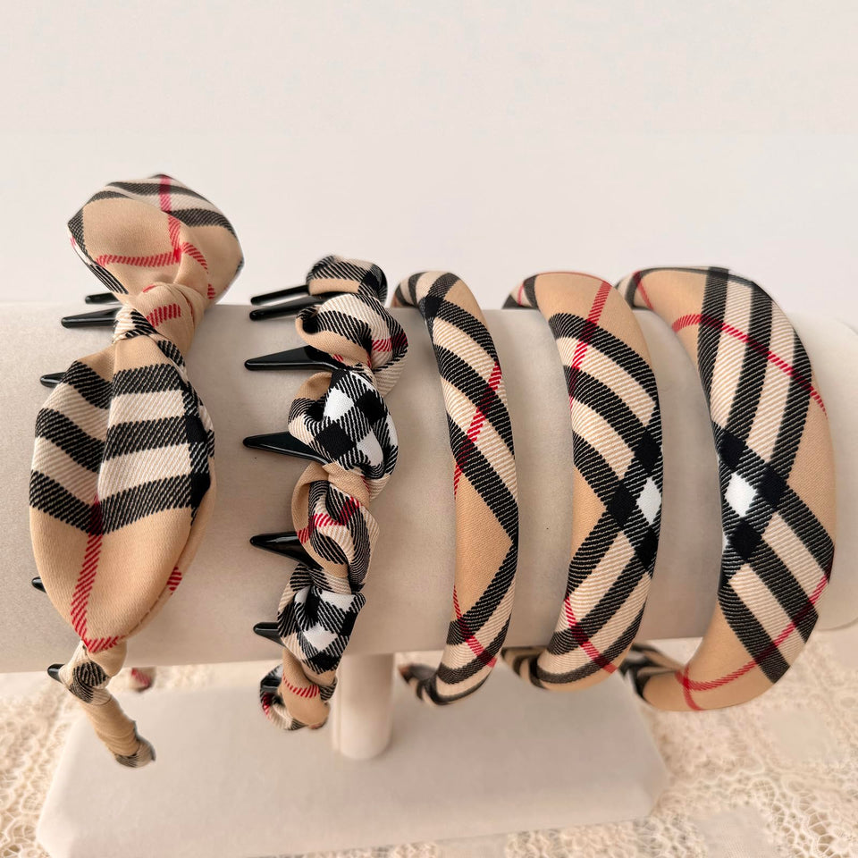 LONEEDY plaid padded headband 5pc set for versatile styling and all-day comfort.