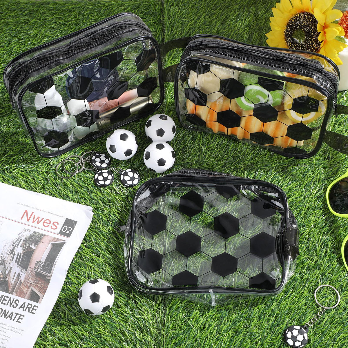 Lonfliness soccer cosmetic bag vibrant detail; sporty flair for gear.