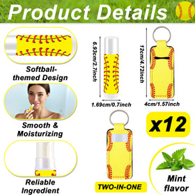 Lonfliness softball-themed lip balm holder design in yellow and red