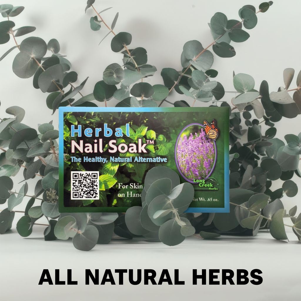 Pouring Long Creek Herbs Nail Soak demonstrates easy, even coverage for hands and feet.