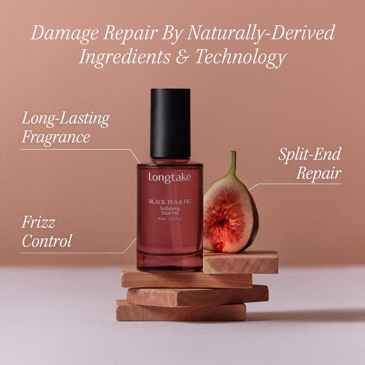 LONGTAKE Hair Fragrance Oil demonstrates coin-sized application on damp hair