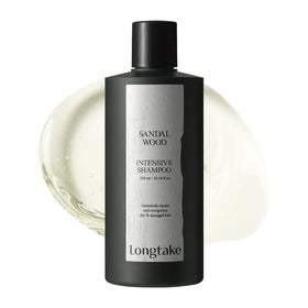 LONGTAKE Sandalwood Shampoo bottle-front view for daily use and premium fragrance.